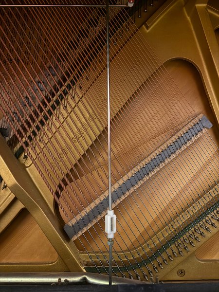 Yamaha, U3, 4062468, soundboard, iron frame and strings inside the piano