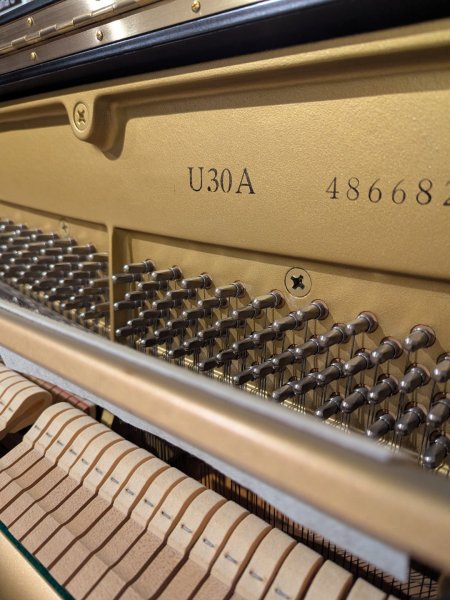Yamaha, U30A, 48668xx, model mark and serial number stamped inside the piano